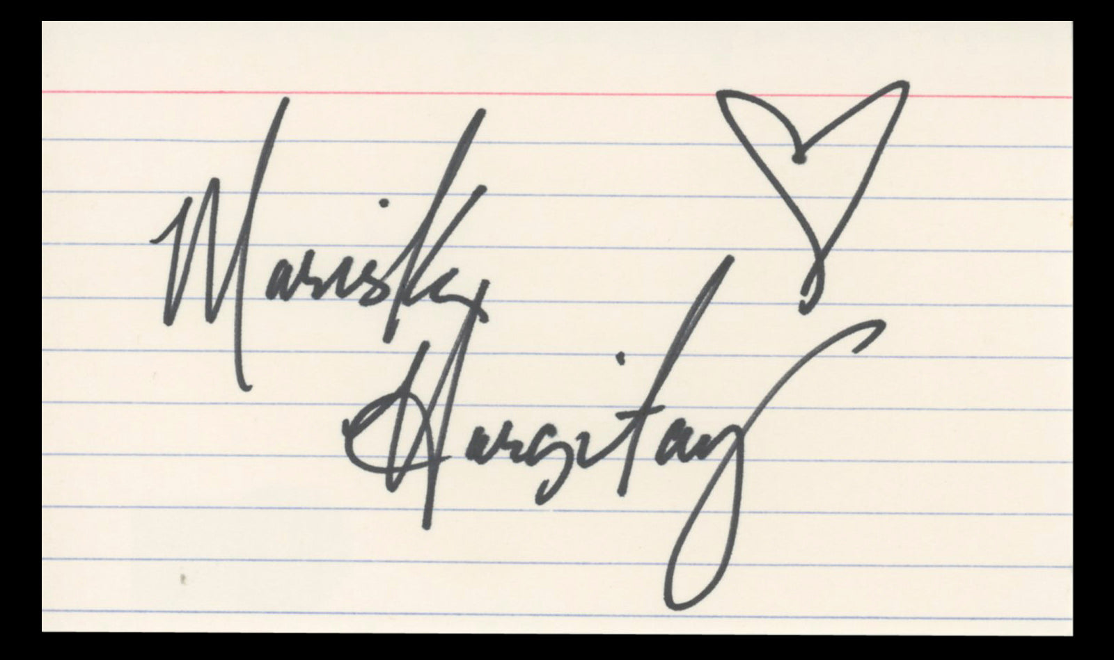 Mariska Hargitay Law & Order SVU Authentic Signed 3x5 Index Card BAS #BT02462
