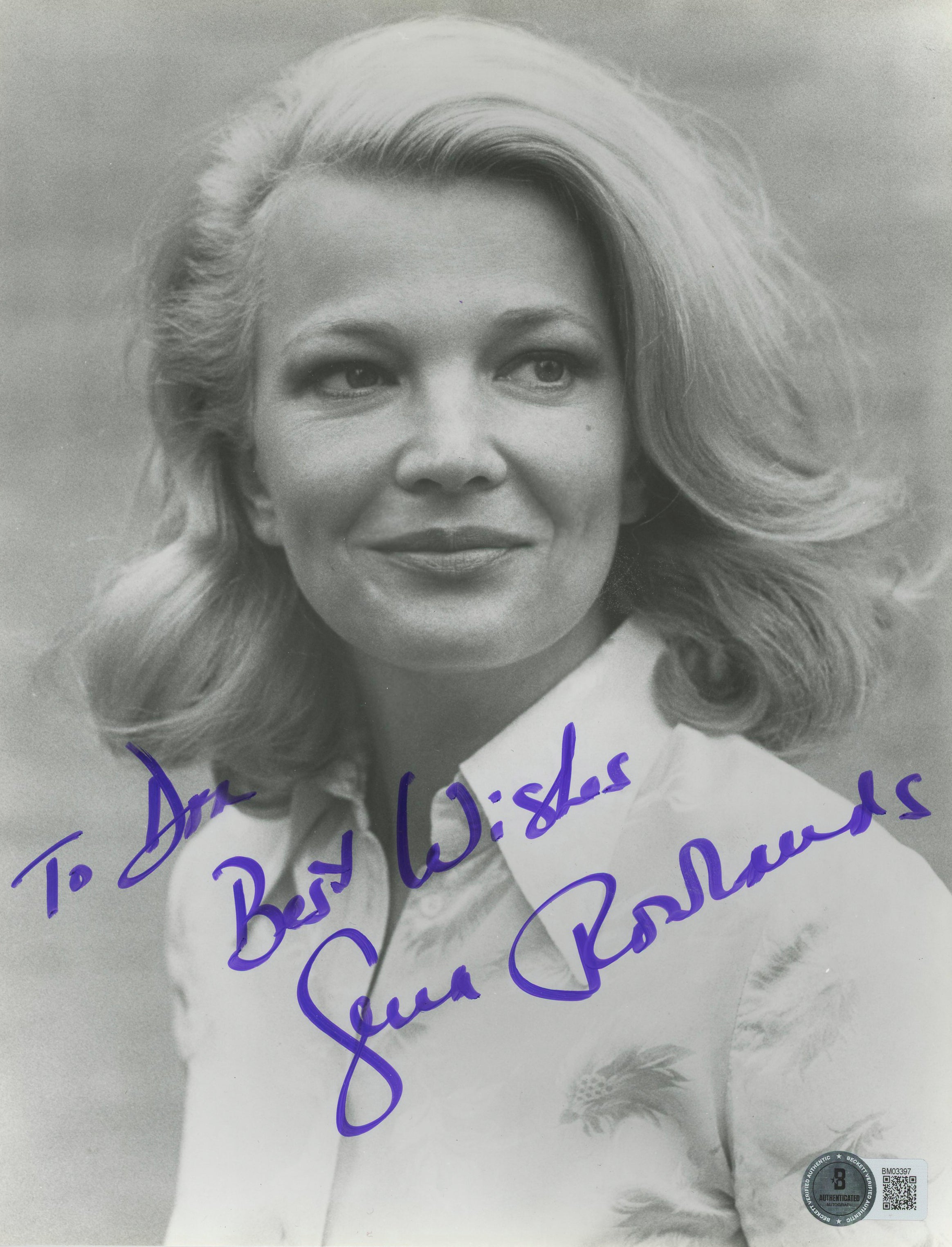 Gena Rowlands The Notebook "Best Wishes" Signed 8x10 Photo BAS #BM03397