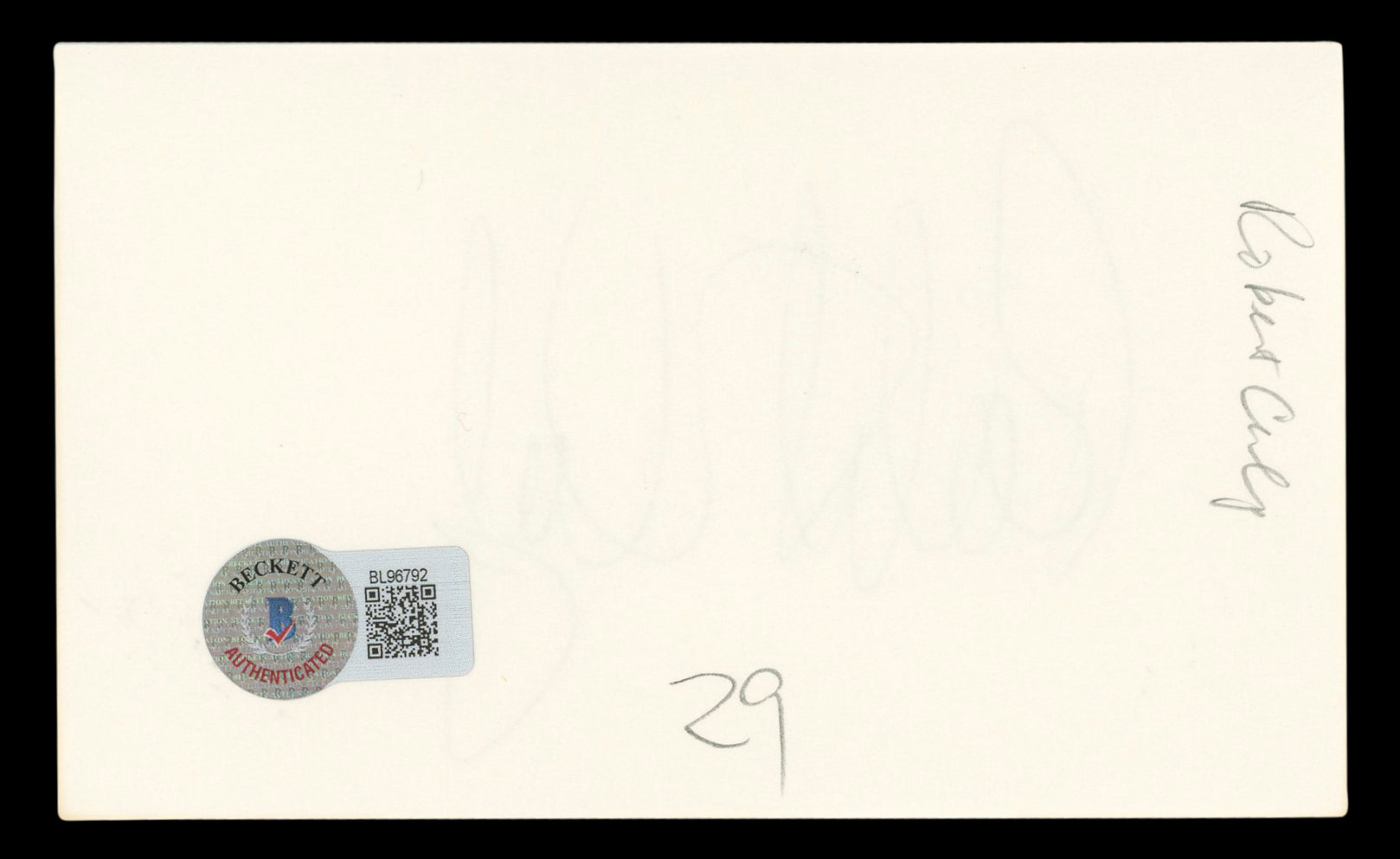 Robert Culp I Spy Authentic Signed 3x5 Index Card Autographed BAS #BL96792