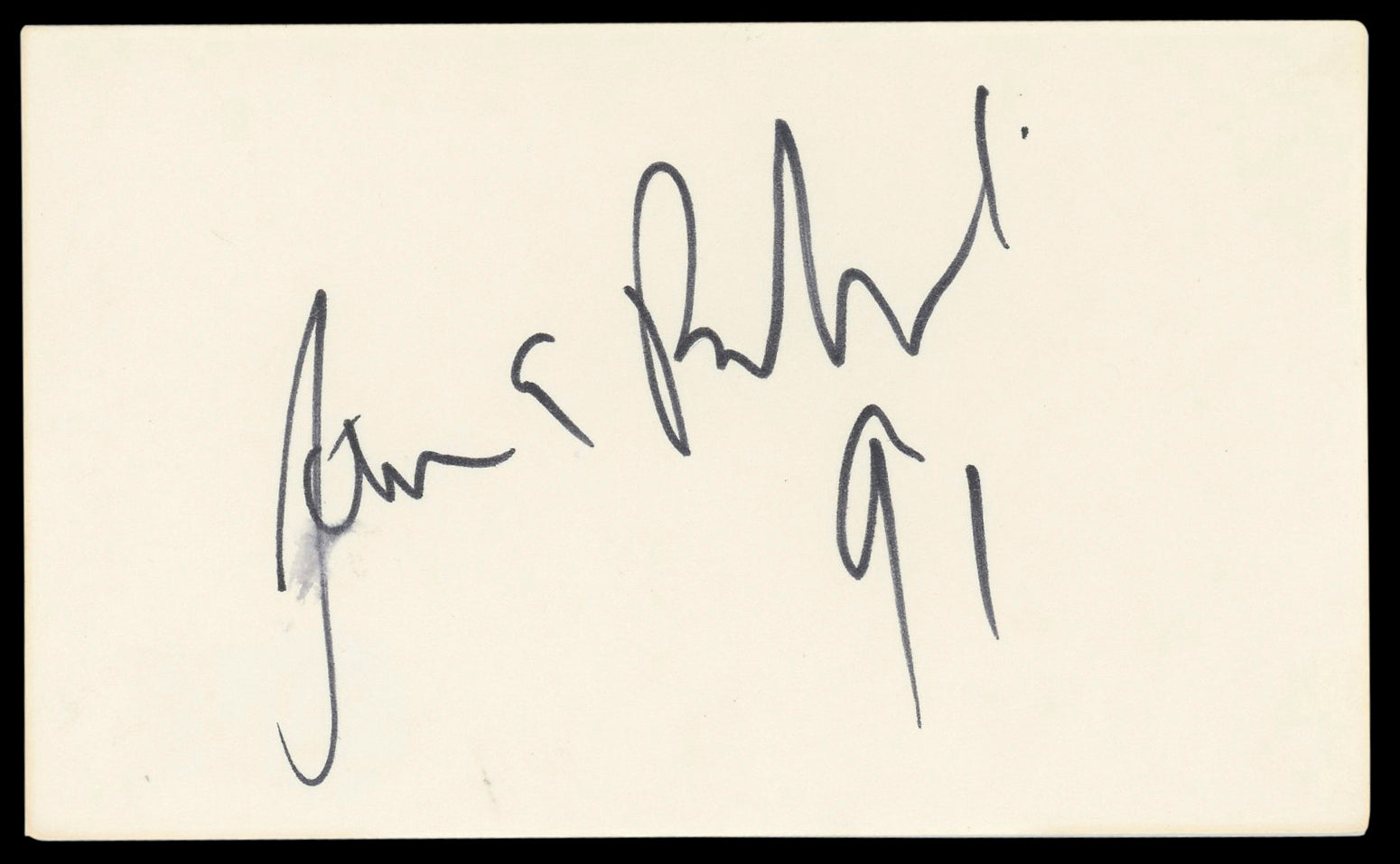 James Belushi According To Jim "91" Signed 3x5 Index Card BAS #BM57055