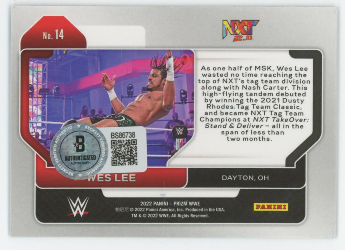 Wes Lee WWE Authentic Signed 2022 Panini Prizm #14 Card BAS #BS86738