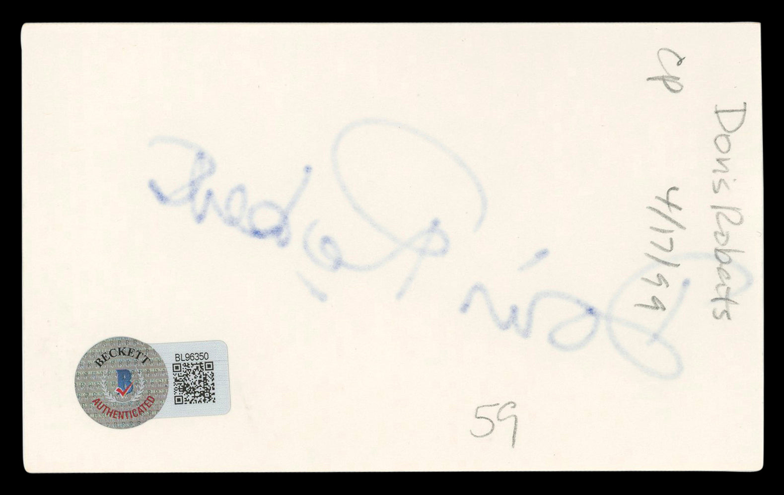 Doris Roberts Everybody Loves Raymond Signed 3x5 Index Card BAS #BL96350