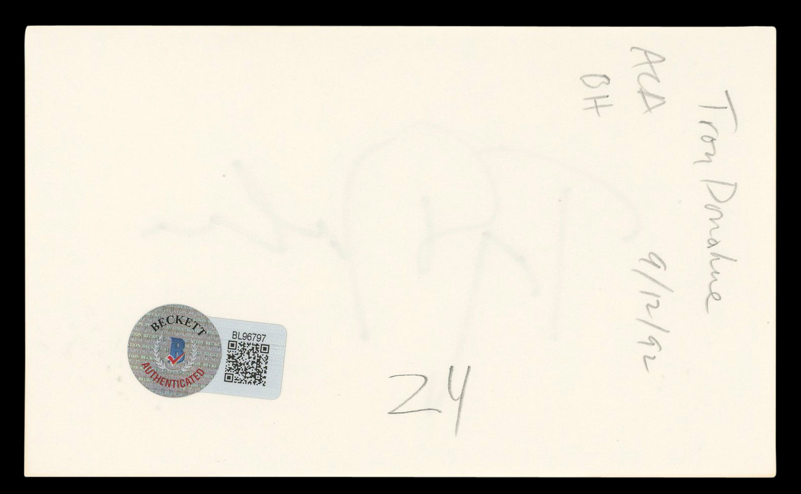 Tony Donahue A Summer Place Authentic Signed 3x5 Index Card BAS #BL96797
