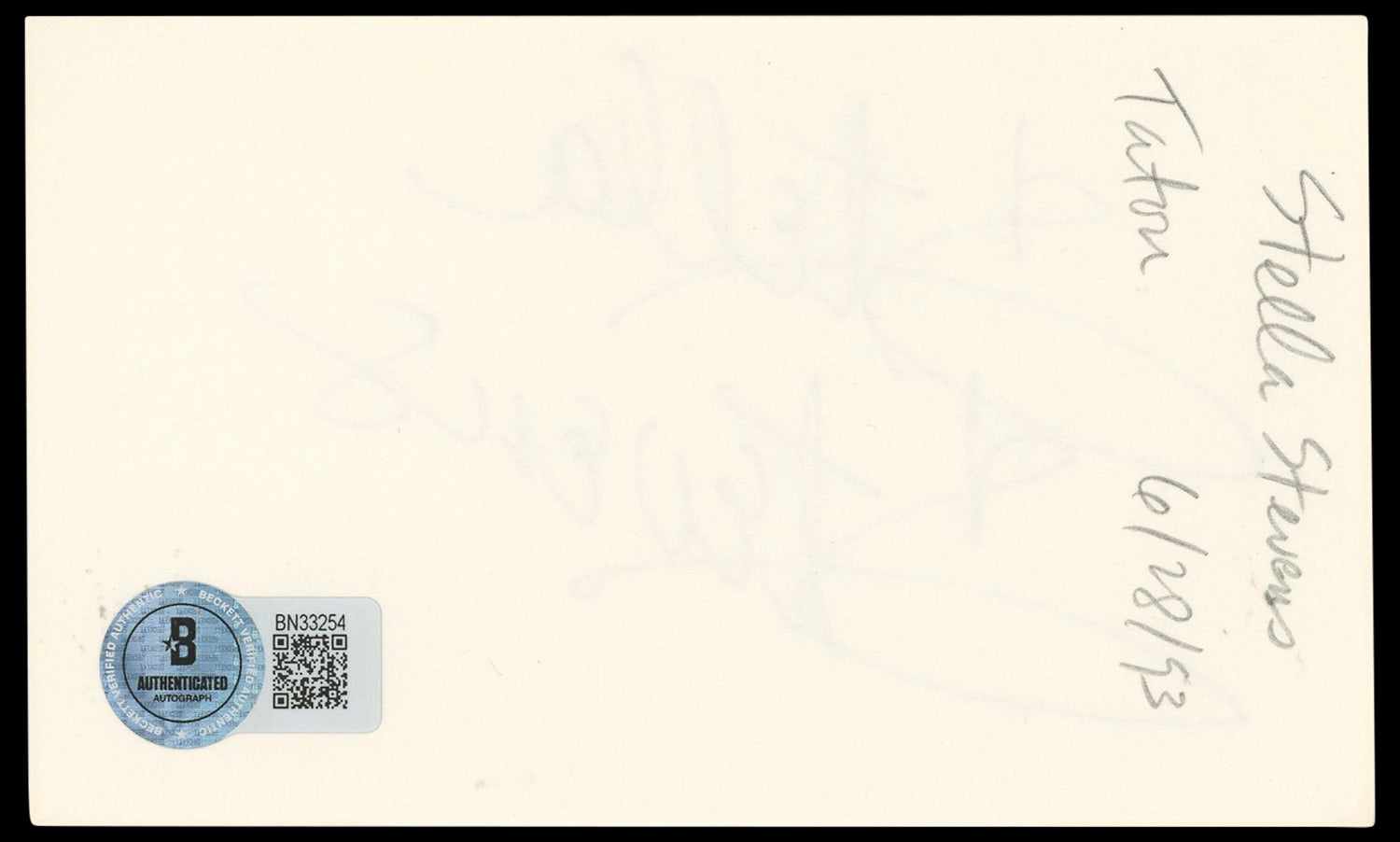 Stella Stevens Girls! Girls! Girls! Authentic Signed 3x5 Index Card BAS #BN33254