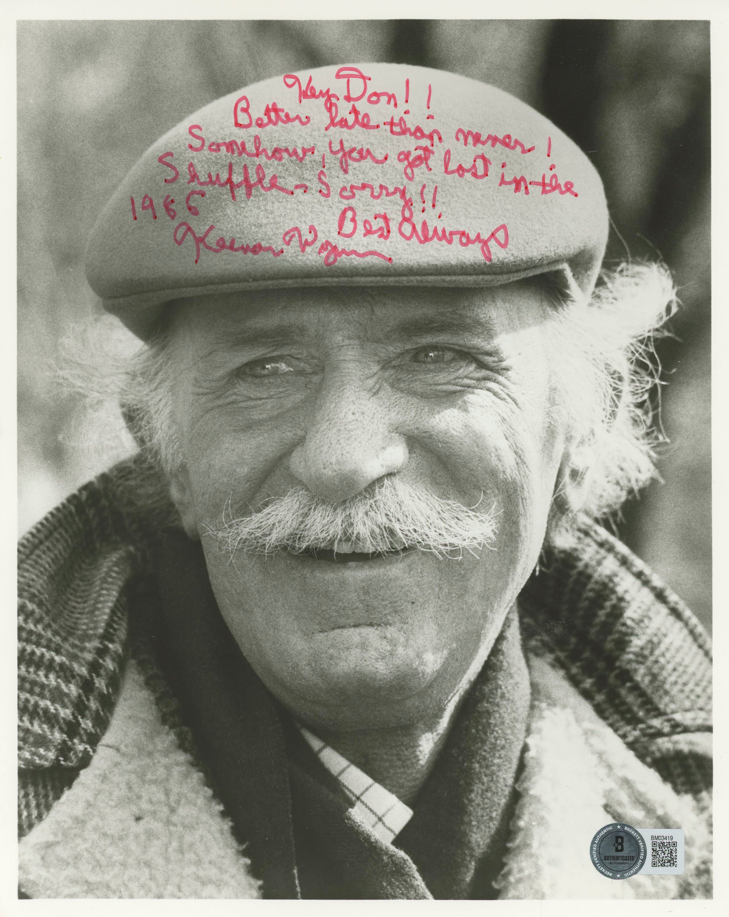 Keenan Wynn Dr. Strangelove "Better Late" Signed 8x10 Photo BAS #BM03419
