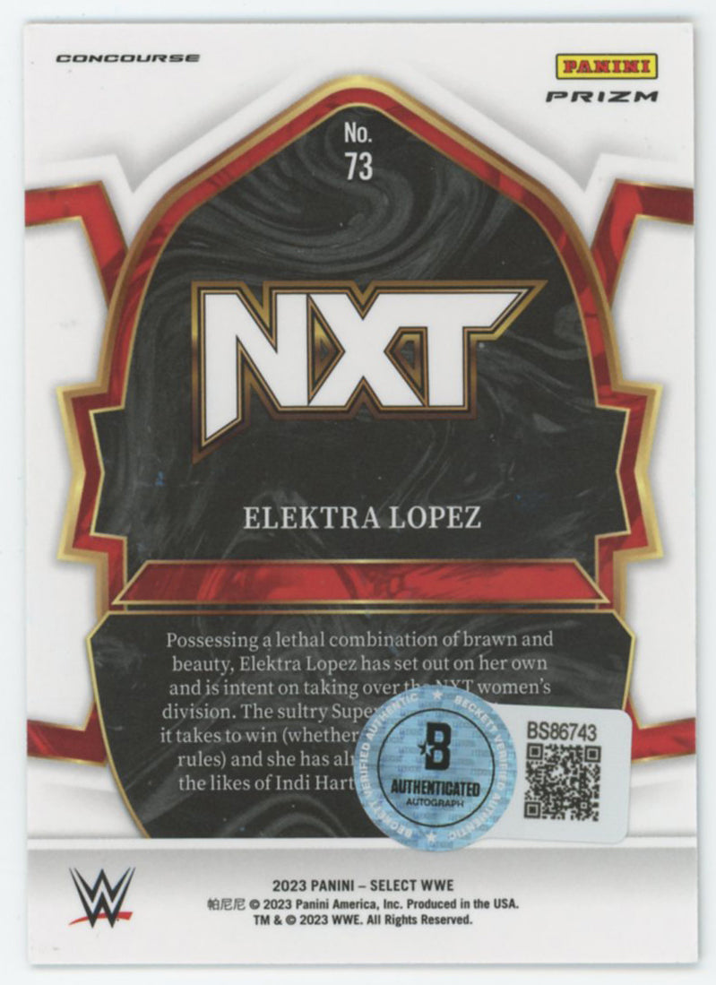 Elektra Lopez WWE Authentic Signed 2023 Panini Select #73 Card BAS #BS86743