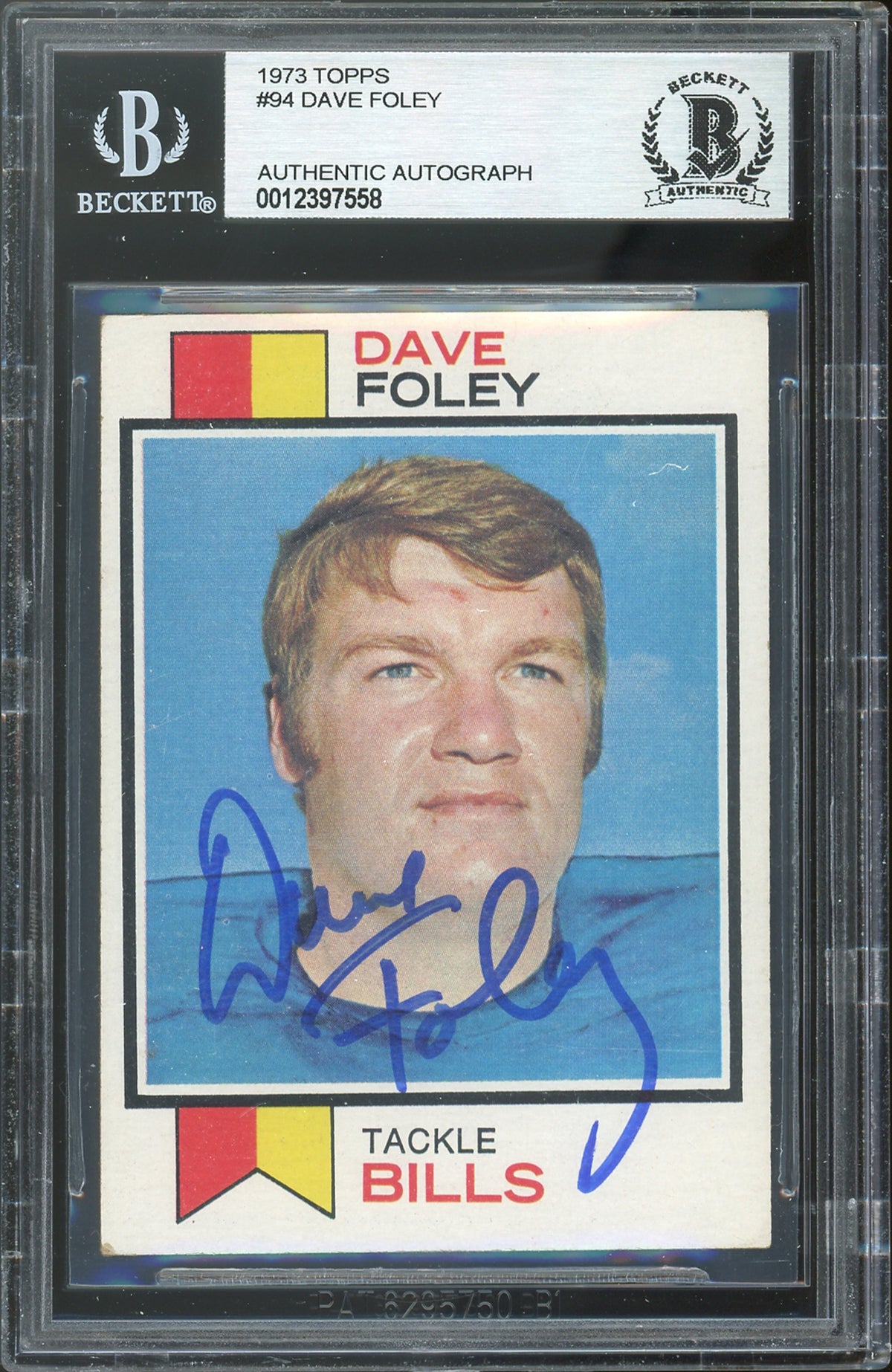 Bills Dave Foley Authentic Signed 1973 Topps #94 Card BAS Slabbed