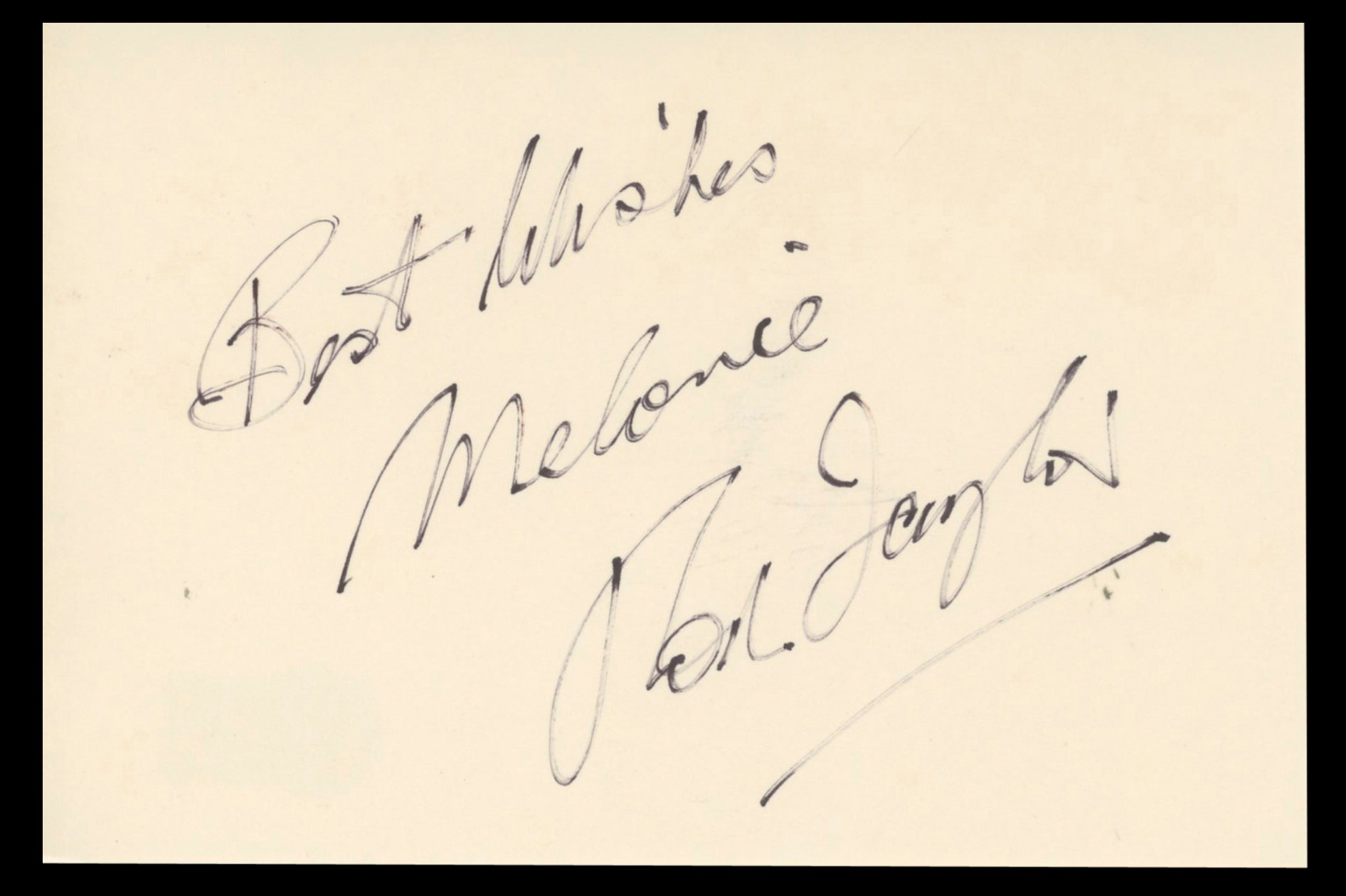 Rod Taylor Young Cassidy Best Wishes, Melanie Signed 4x6 Index Card BAS #BT02473