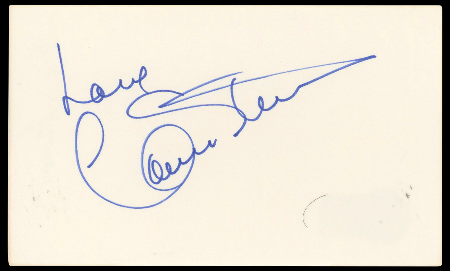 Connie Stevens Hawaiian Eye "Love" Authentic Signed 3x5 Index Card BAS #BN33260