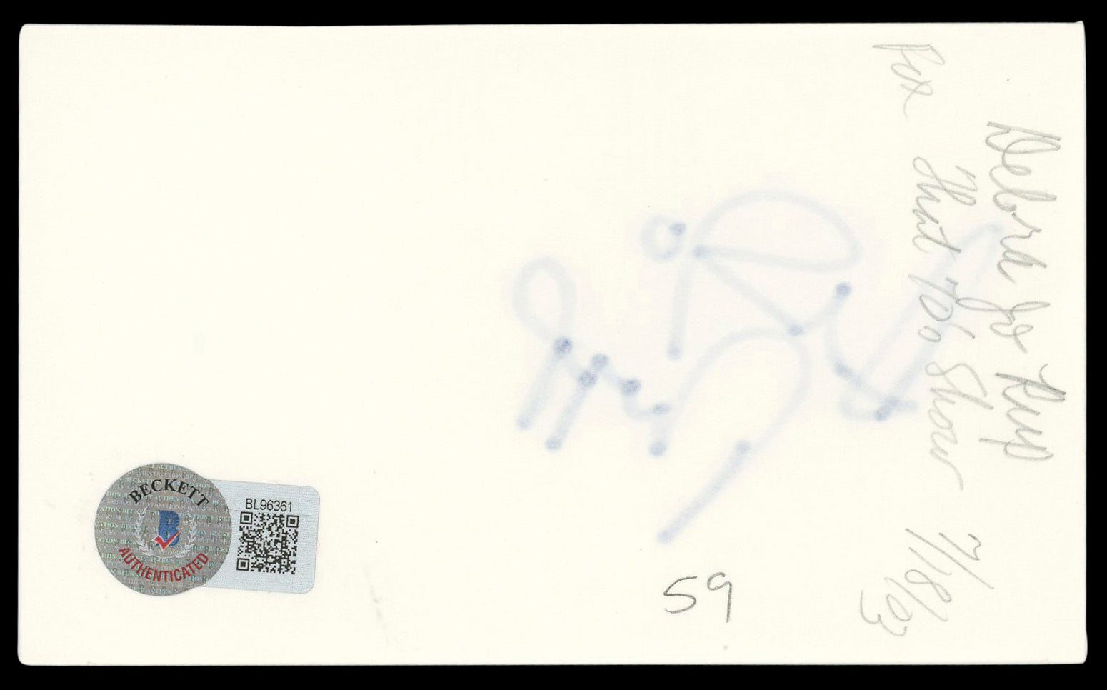 Debra Jo Rupp That 70's Show Authentic Signed 3x5 Index Card BAS #BL96361