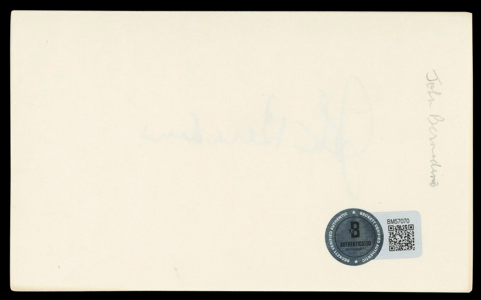 John Beradino General Hospital Signed 3x5 Index Card Autographed BAS #BM57070