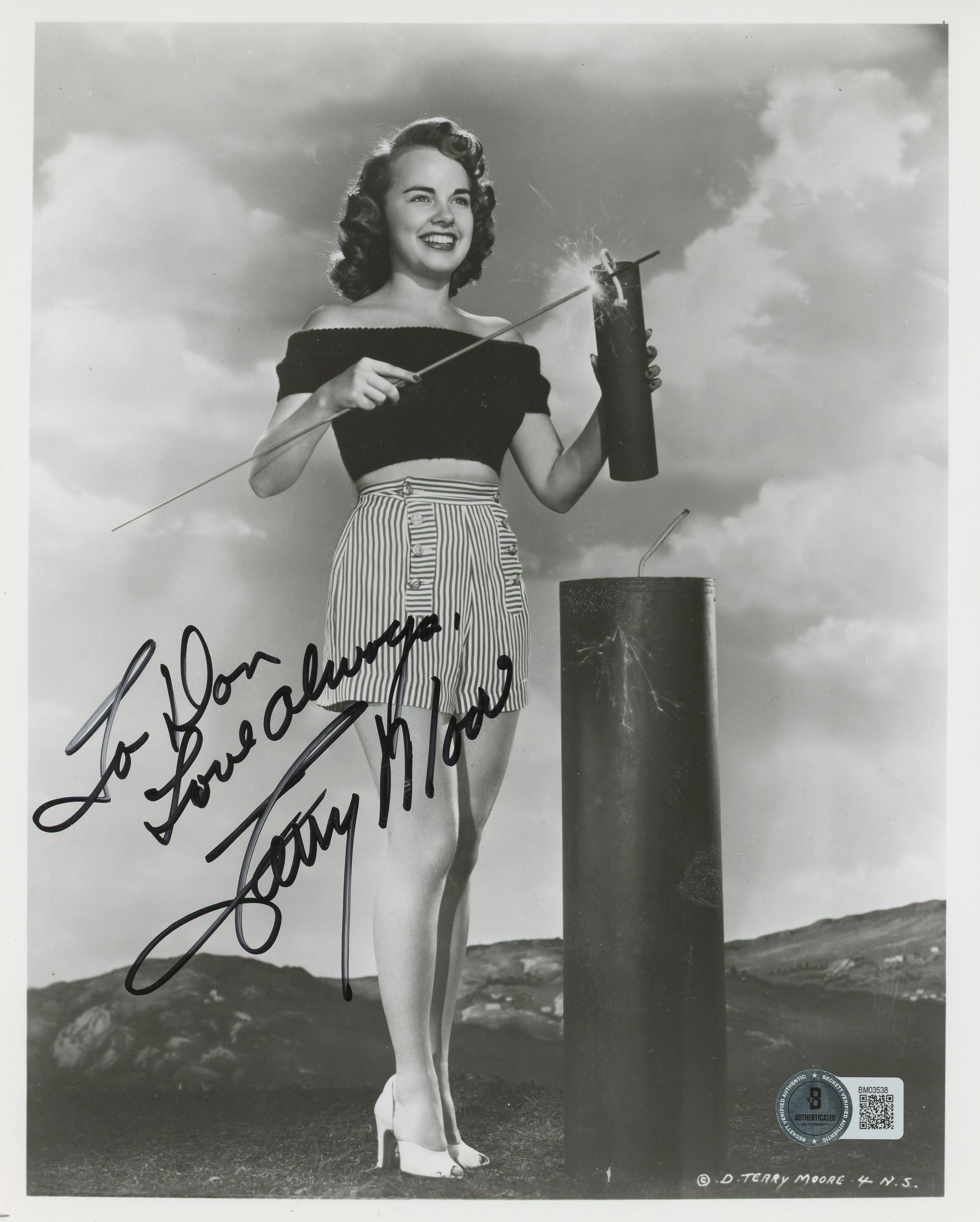 Terry Moore Peyton Place "Love Always" Authentic Signed 8x10 Photo BAS #BM03538