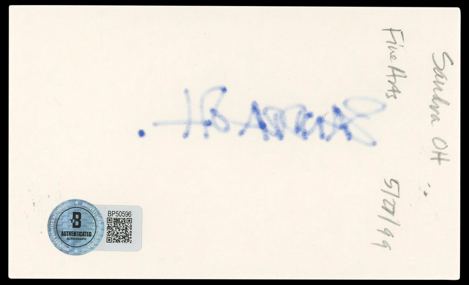 Sandra Oh Grey's Anatomy Authentic Signed 3x5 Index Card BAS #BP50596