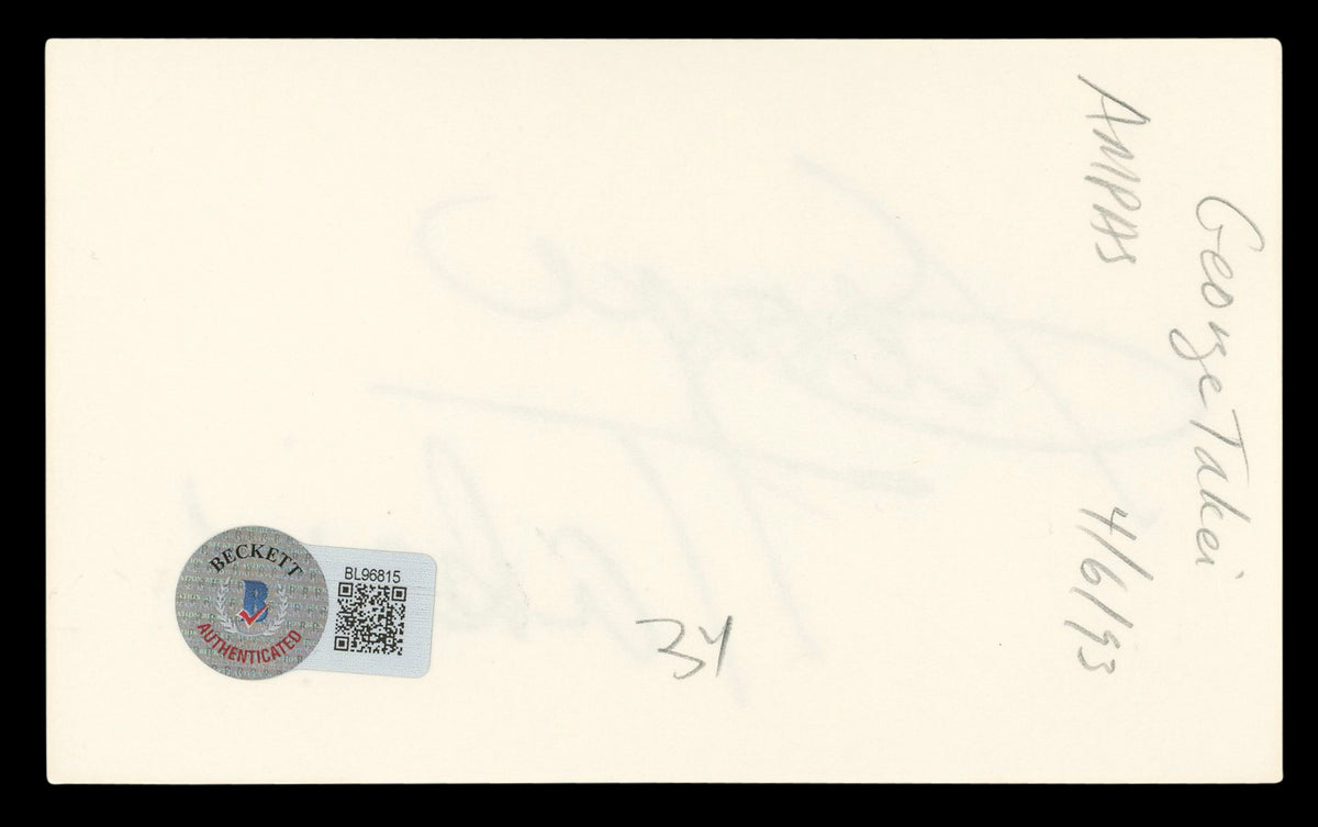George Takei Star Trek: The Original Series Signed 3x5 Index Card BAS #BL96815