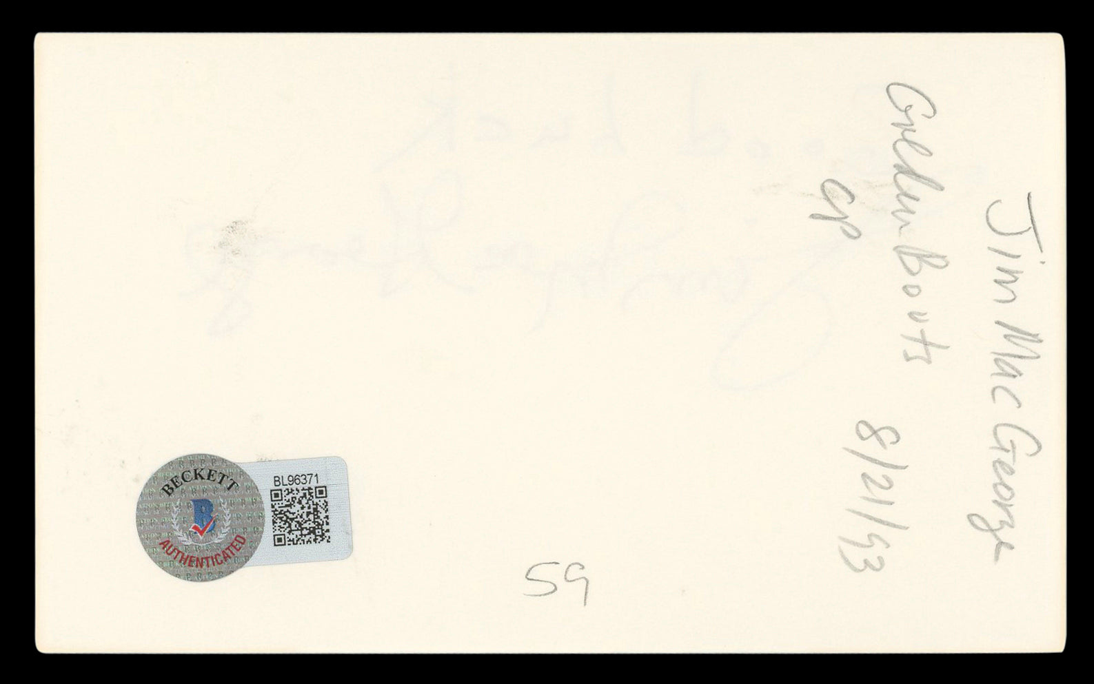 Jim MacArthur Hawaii Five-O "Good Luck" Signed 3x5 Index Card BAS #BL96371