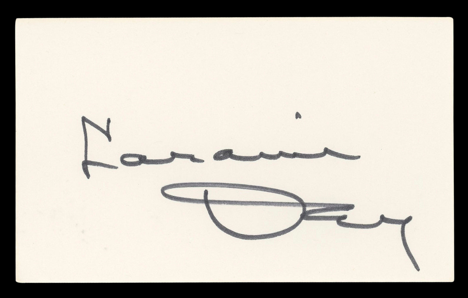 Laraine Day Foreign Correspondent Authentic Signed 3x5 Index Card BAS #BL96818