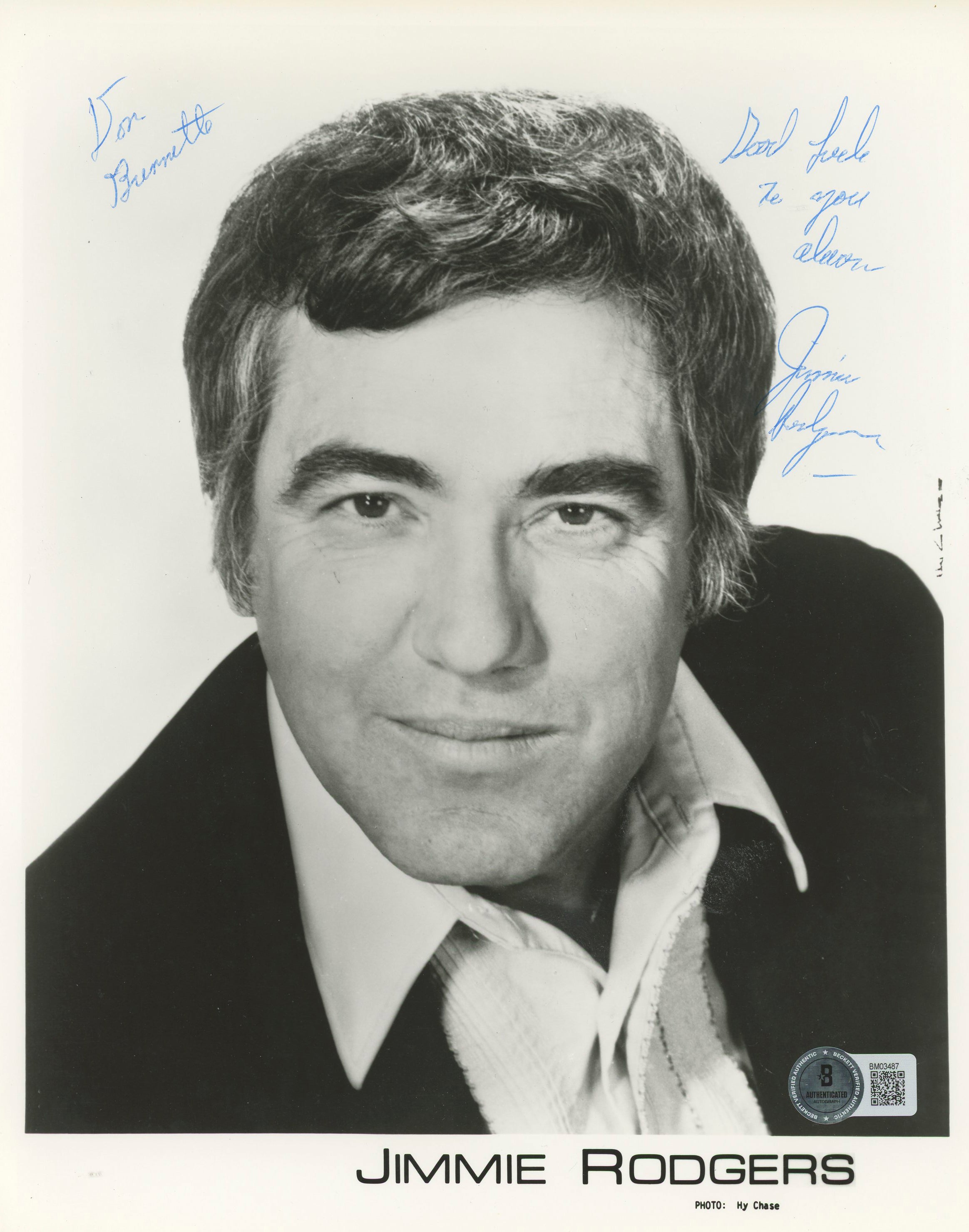 Jimmie Rodgers Musician "Good Luck To You Always" Signed 8x10 Photo BAS #BM03487