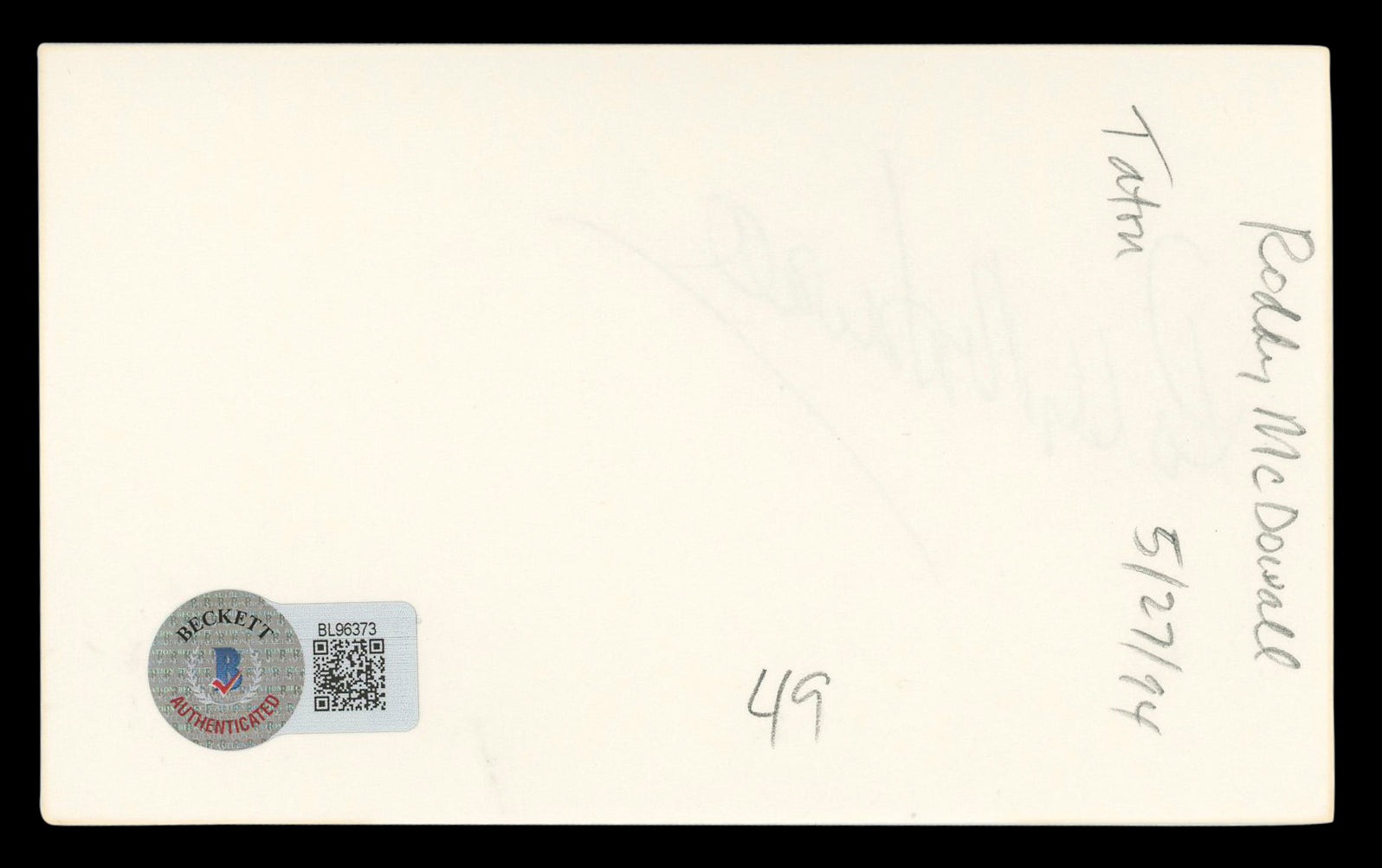 Roddy McDowall Planet of the Apes Authentic Signed 3x5 Index Card BAS #BL96373