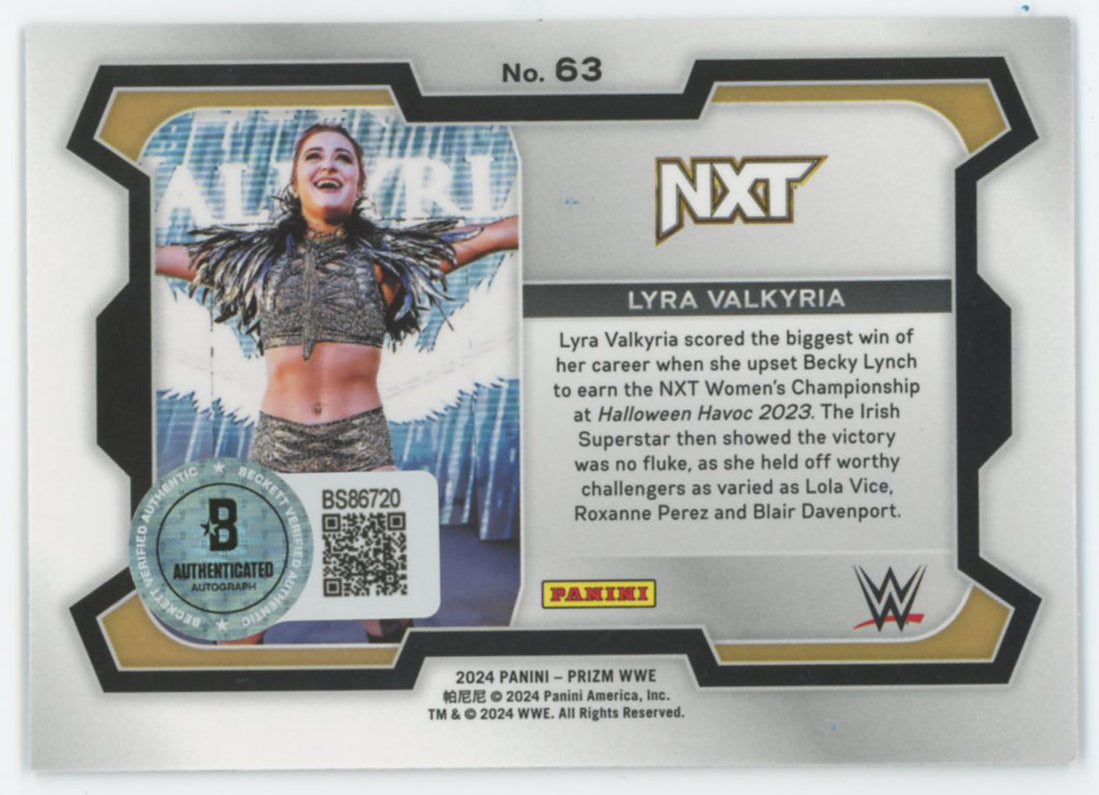 Lyra Valkyria WWE Authentic Signed 2024 Panini Prizm #63 Card BAS #BS86720