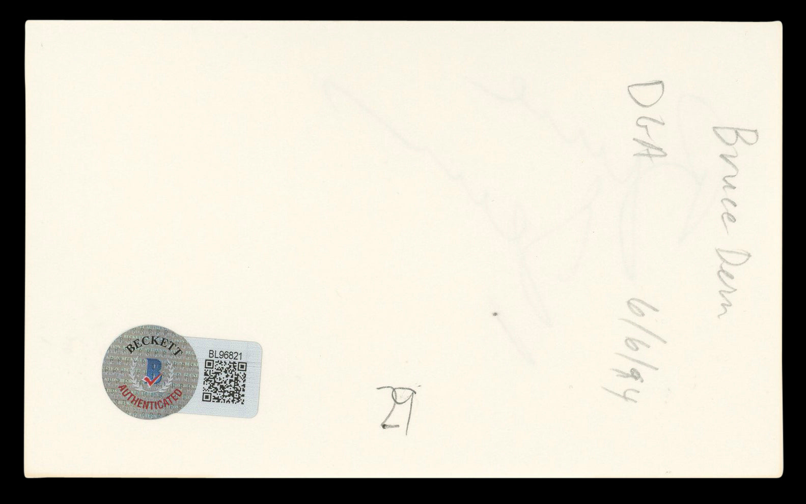 Bruce Dern The Hateful Eight Authentic Signed 3x5 Index Card BAS #BL96821