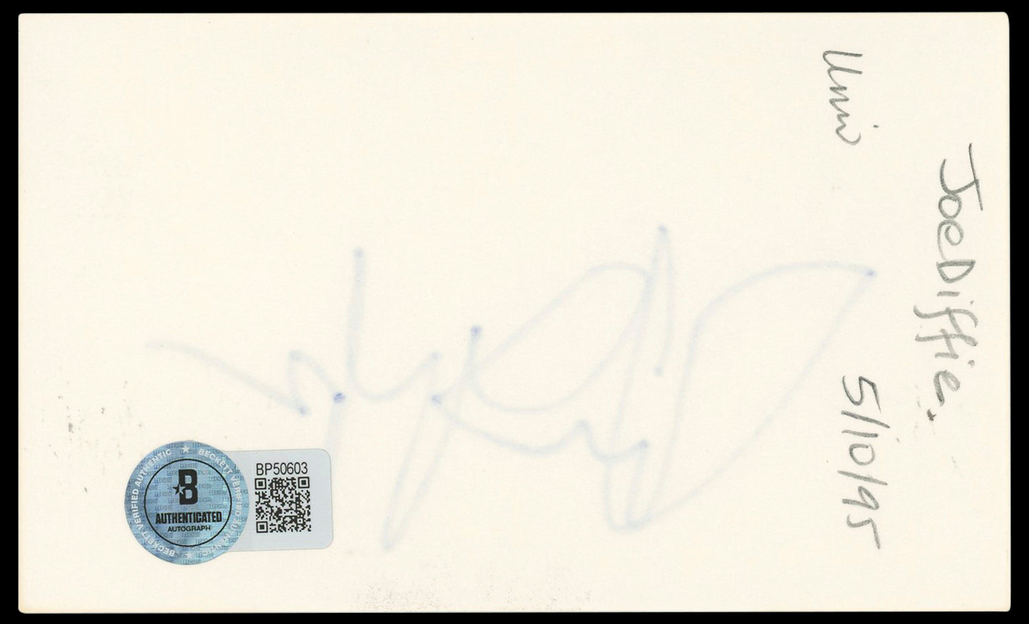 Joe Diffie Musician Authentic Signed 3x5 Index Card Autographed BAS #BP50603