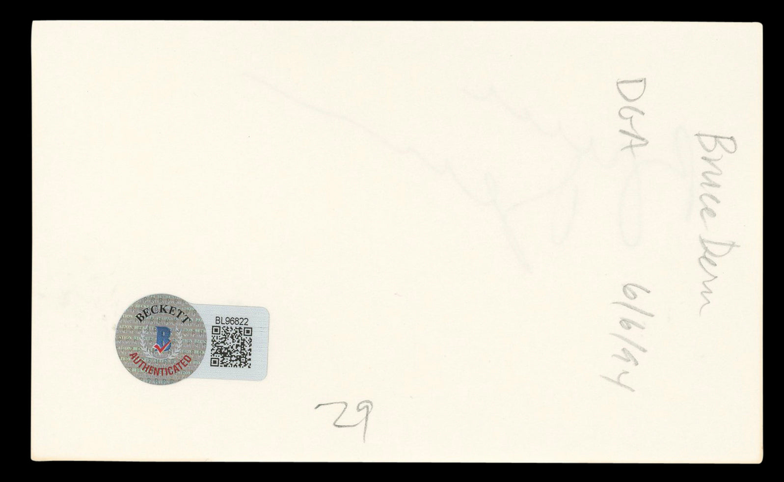 Bruce Dern The Hateful Eight Authentic Signed 3x5 Index Card BAS #BL96822