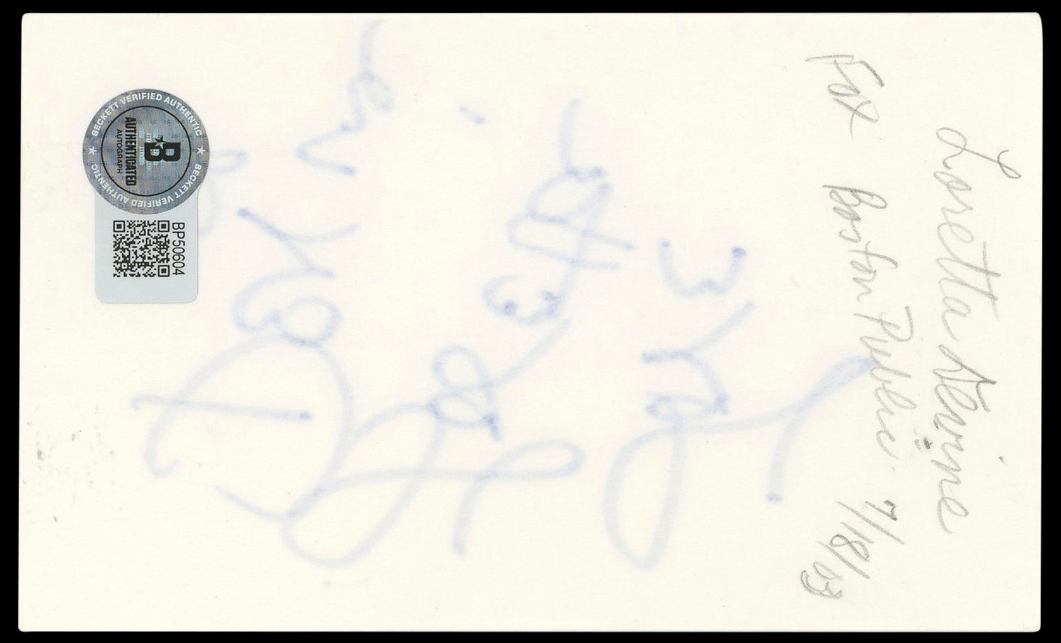 Loretta Devine Waiting to Exhale Authentic Signed 3x5 Index Card BAS #BP50604