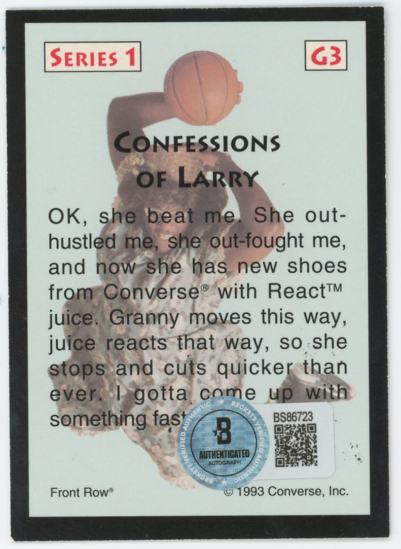 Larry Johnson Hornets Authentic Signed 1993 Converse #G3 Card BAS #BS86723