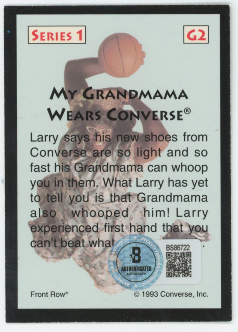 Larry Johnson Hornets Authentic Signed 1993 Converse #G2 Card BAS #BS86722