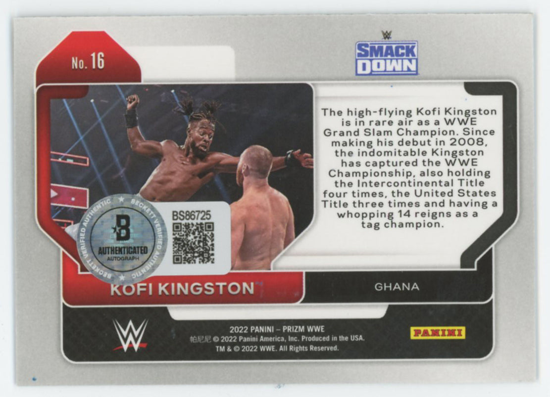 Kofi Kingston WWE Authentic Signed 2022 Panini Prizm #16 Card BAS #BS86725