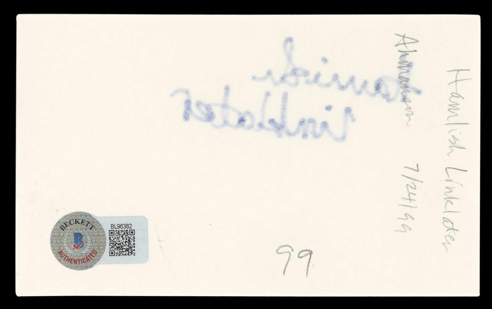 Hamish Linklater The Crazy Ones Authentic Signed 3x5 Index Card BAS #BL96382