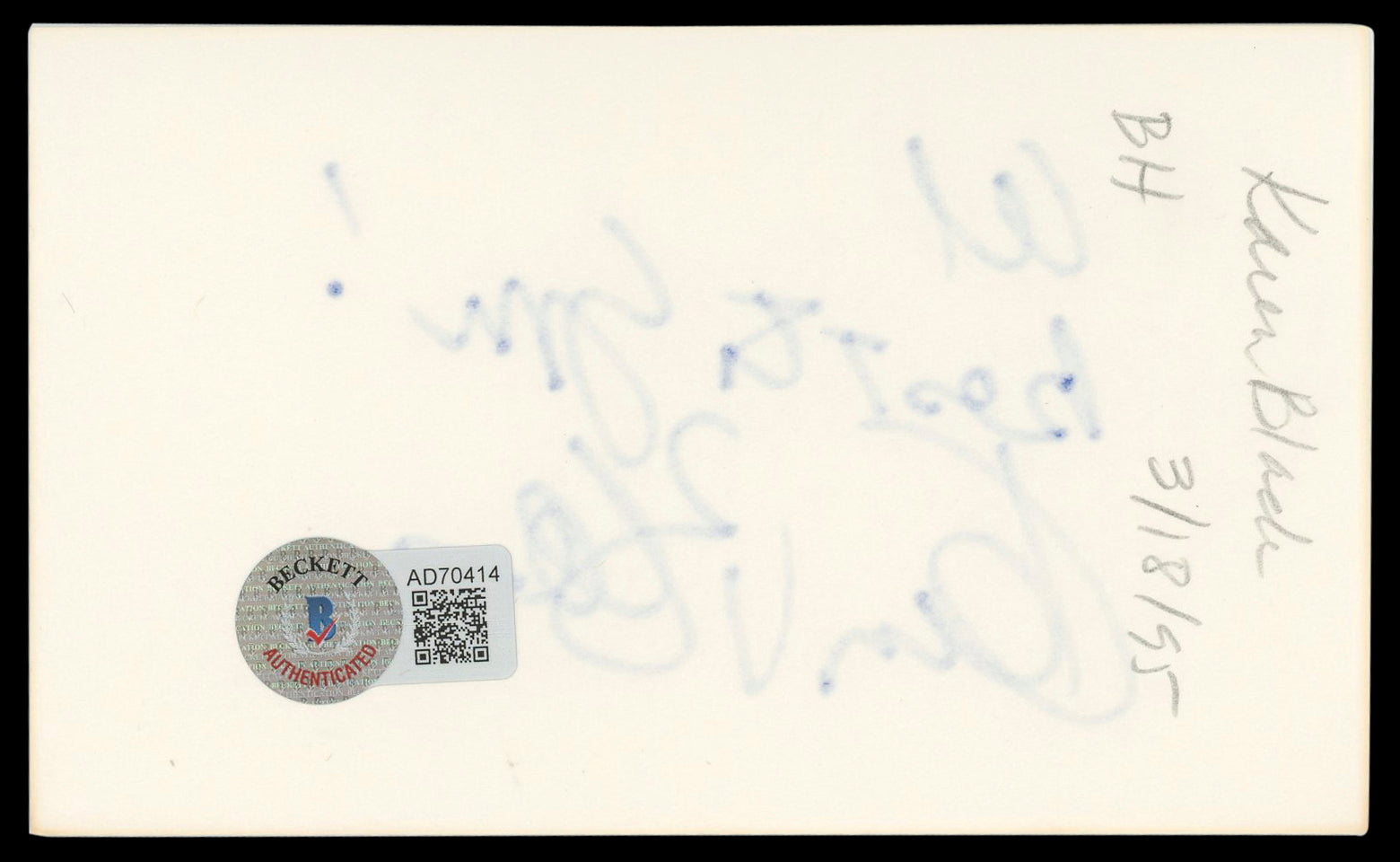 Karen Black The Great Gatsby "best to you!" Signed 3x5 Index Card BAS #AD70414