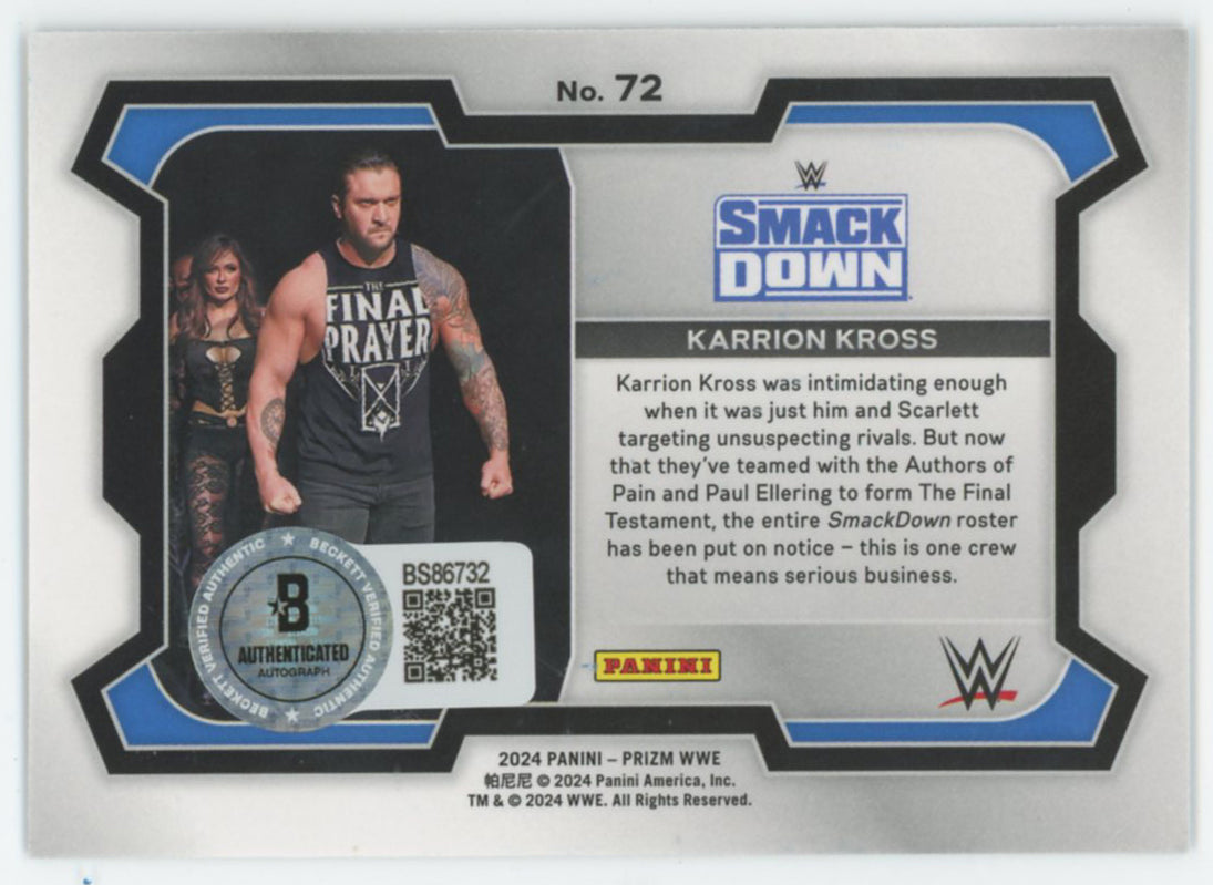 Karrion Kross WWE Authentic Signed 2024 Panini Prizm #72 Card BAS #BS86732