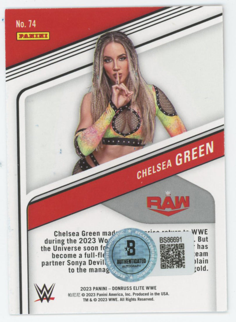 Chelsea Green WWE Signed 2023 Panini Donruss Elite #74 Card BAS #BS86691