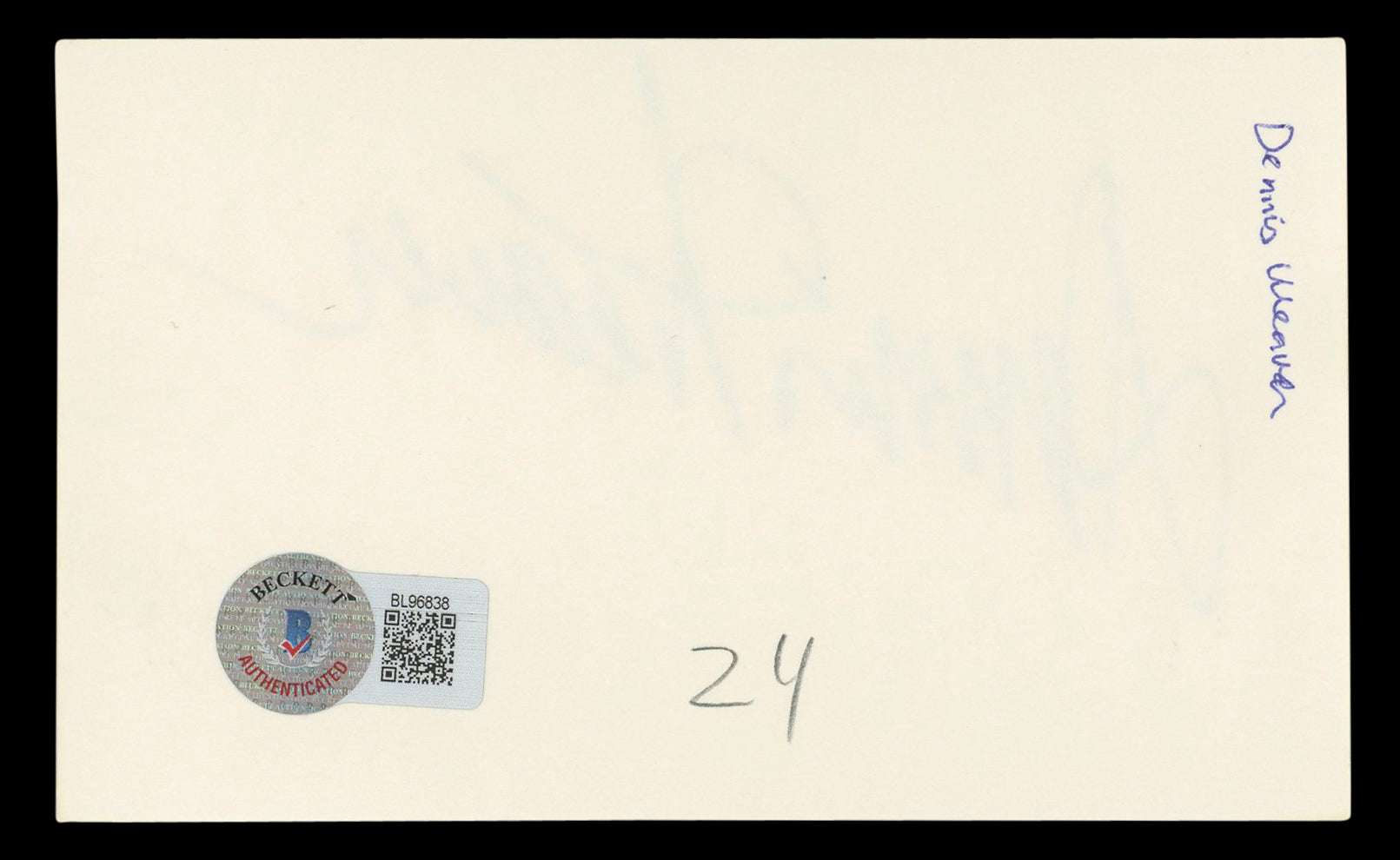 Dennis Weaver Gunsmoke Authentic Signed 3x5 Index Card Autographed BAS #BL96838