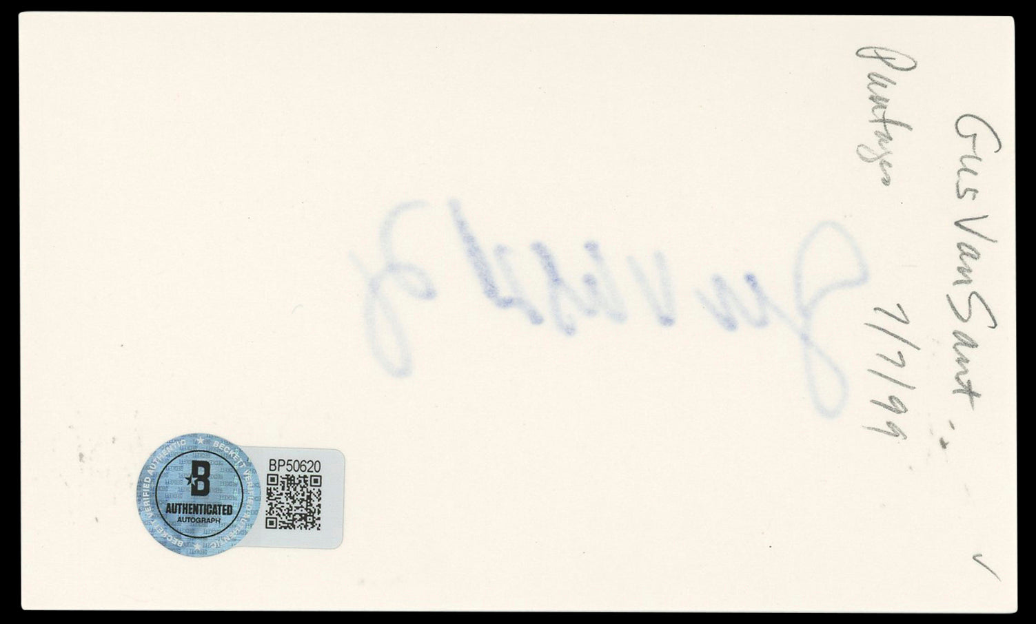 Gus Van Sant Authentic Signed 3x5 Index Card Autographed BAS #BP50620
