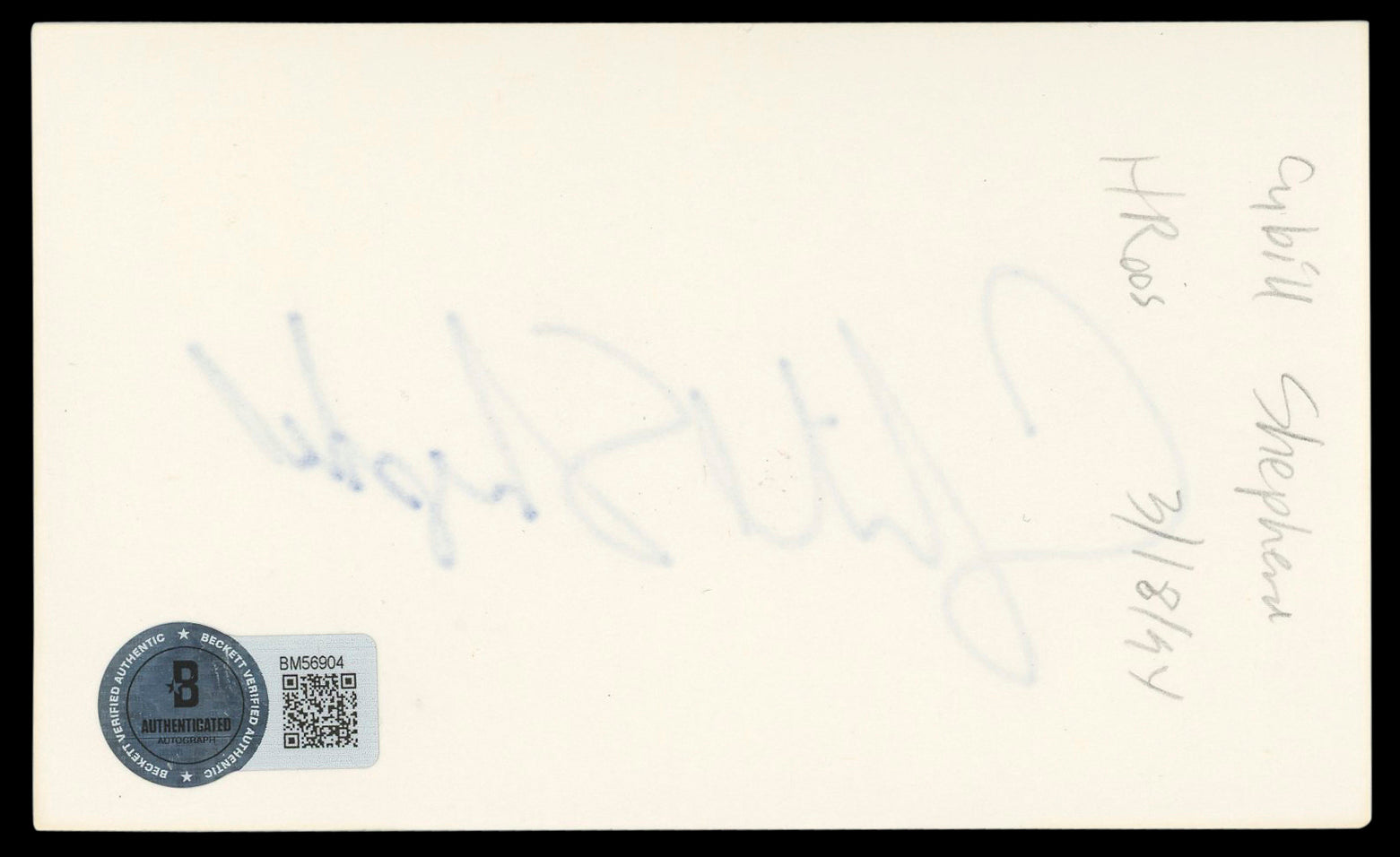 Cybill Shepherd Taxi Driver Authentic Signed 3x5 Index Card BAS #BM56904