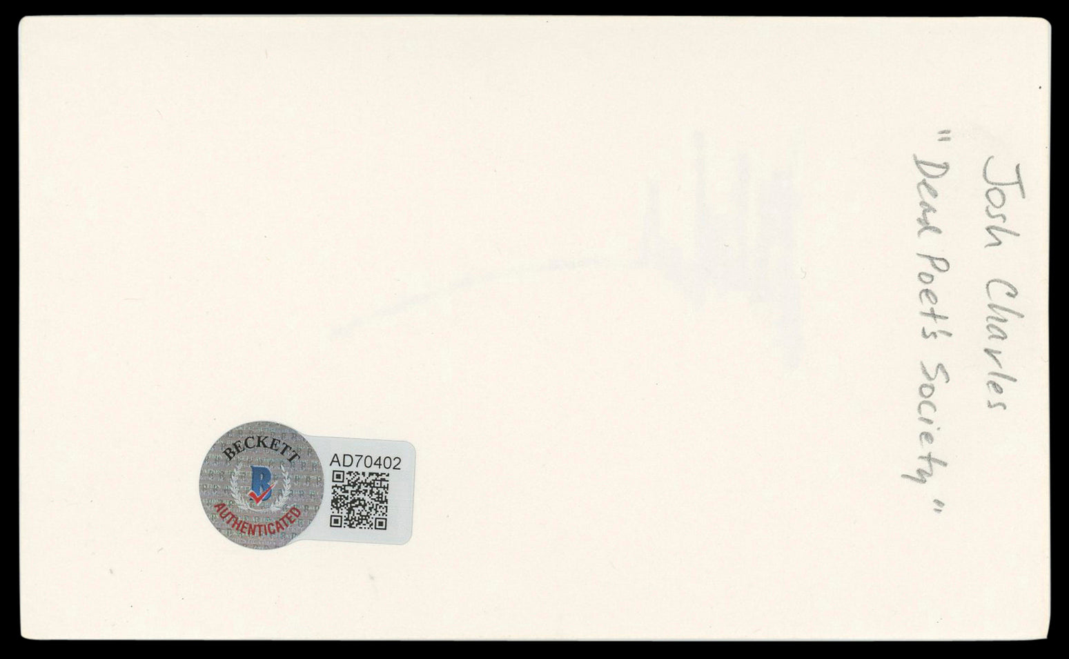 Josh Charles The Good Wife Signed 3x5 Index Card Autographed BAS #AD70402