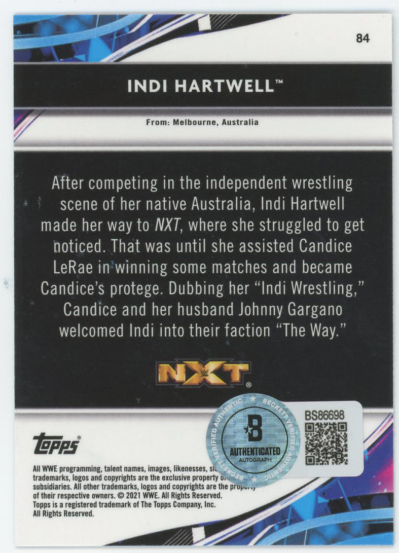 WWE Indi Hartwell Authentic Signed 2021 Topps #84 Rookie Card BAS #BS86698