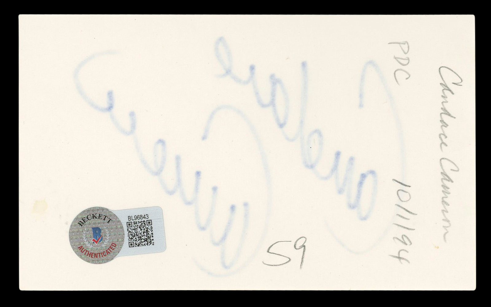 Candace Cameron Full House Authentic Signed 3x5 Index Card BAS #BL96843