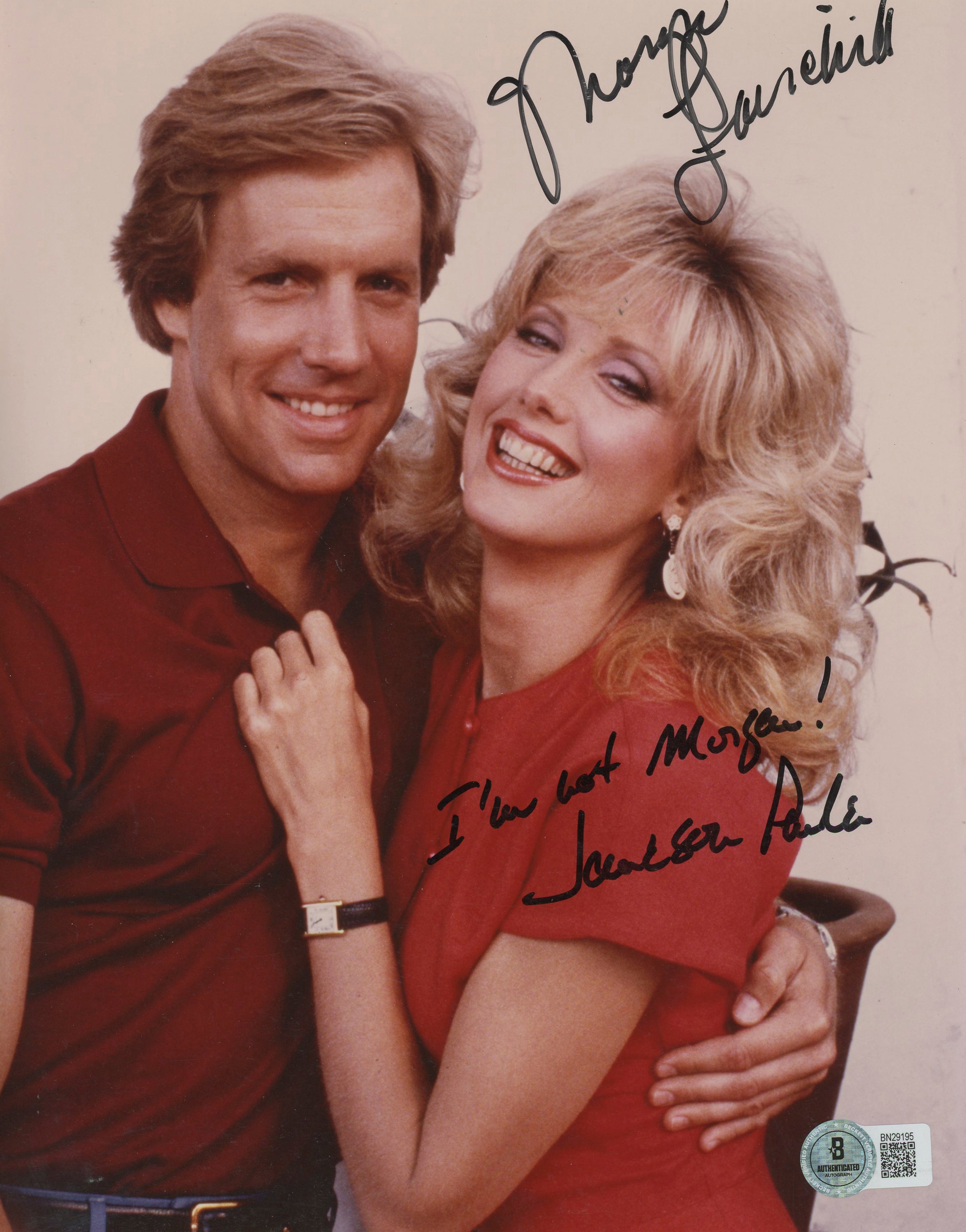 Jameson Parker & Morgan Fairchild Simon & Simon Signed 8x10 Photo BAS #BN29195
