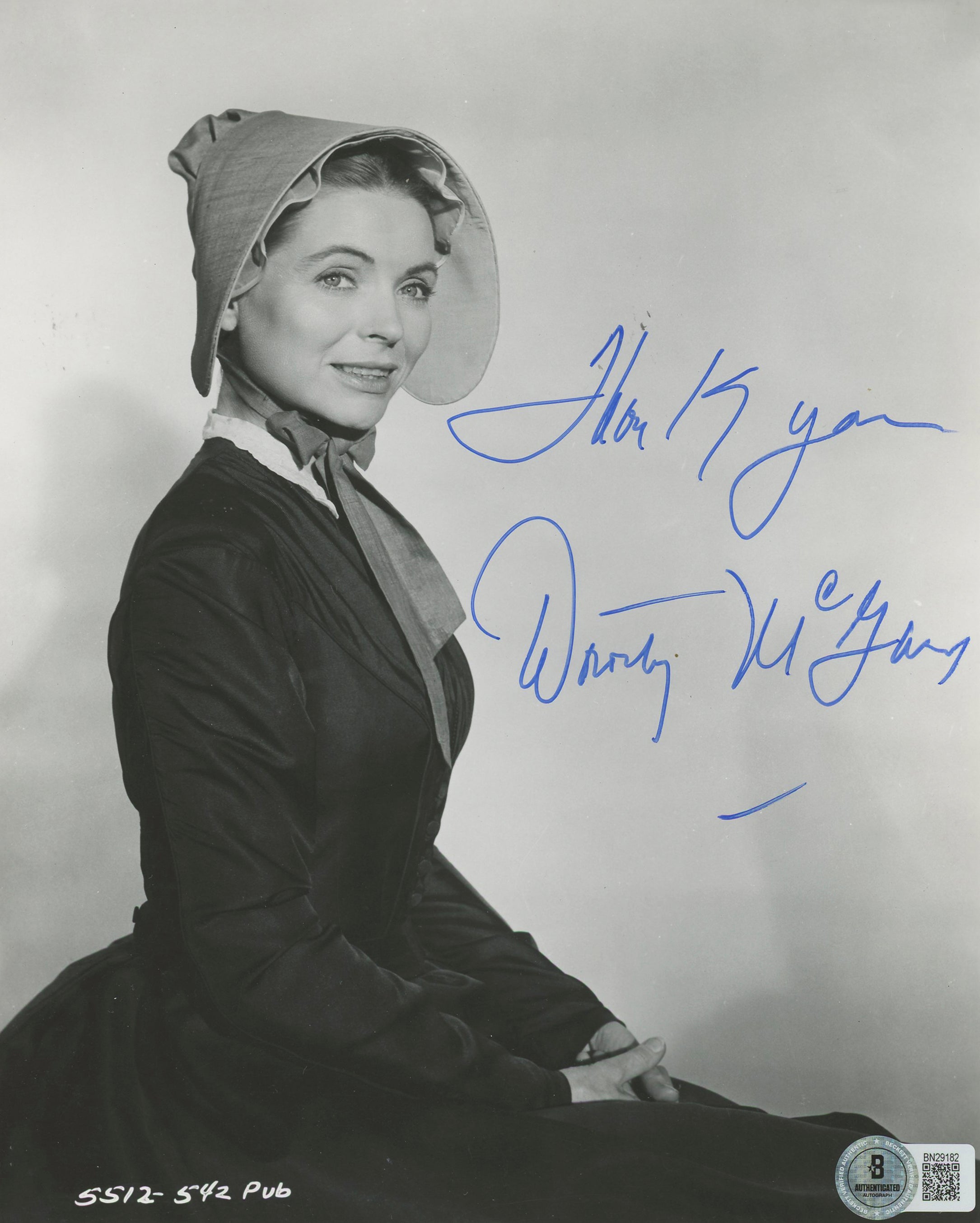 Dorothy McGuire Friendly Persuasion "Thank You" Signed 8x10 Photo BAS #BN29182