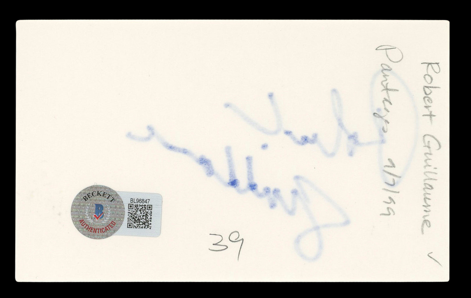 Robert Guillaume The Lion King Authentic Signed 3x5 Index Card BAS #BL96847