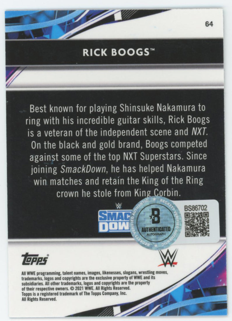 WWE Rick Boogs Authentic Signed 2021 Topps #64 Rookie Card BAS #BS86702