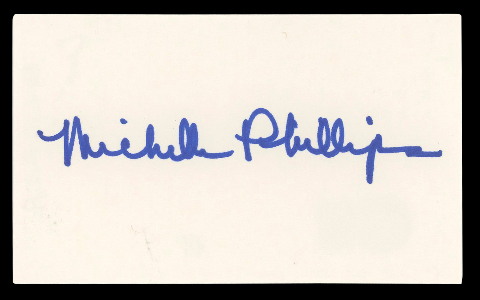 Michelle Phillips Knots Landing Authentic Signed 3x5 Index Card BAS #BL96505
