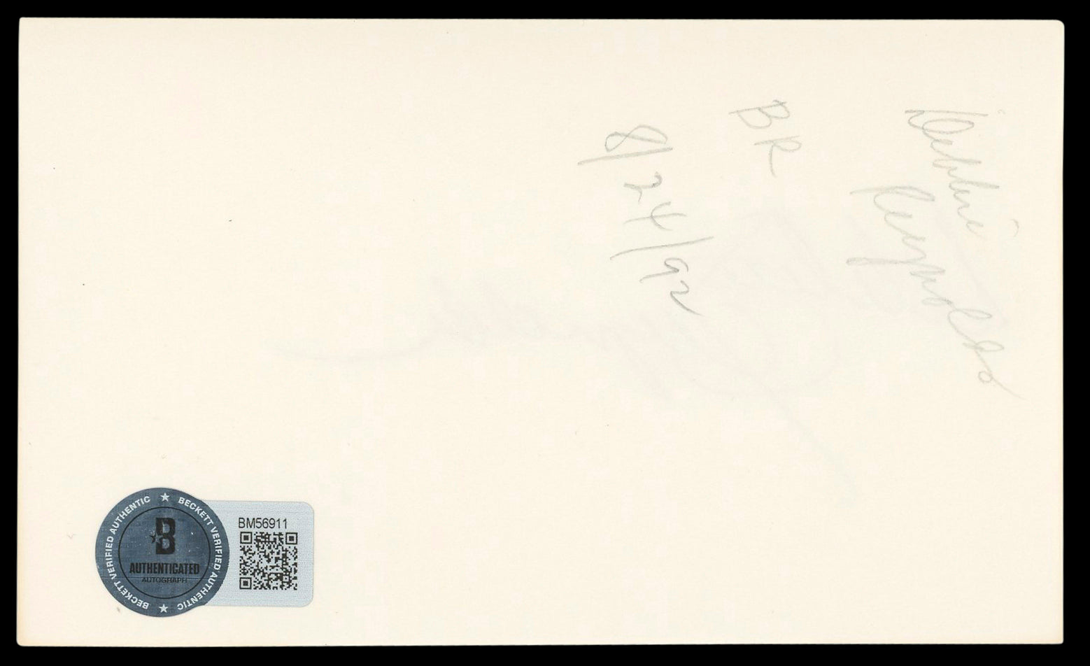 Debbie Reynolds Singin' in the Rain Authentic Signed 3x5 Index Card BAS #BM56911