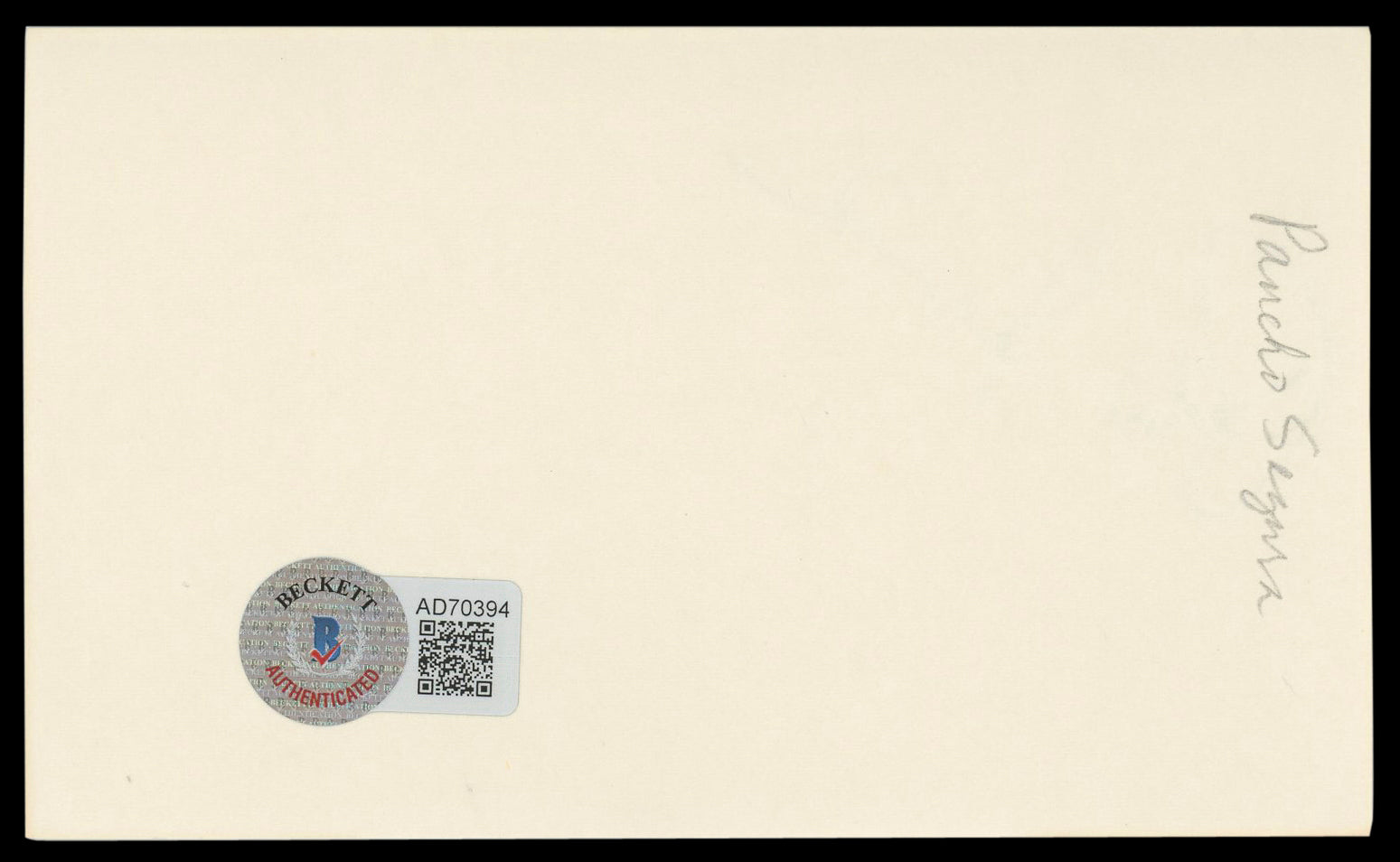 Pancho Segura Authentic Signed 3x5 Index Card Autographed BAS #AD70394