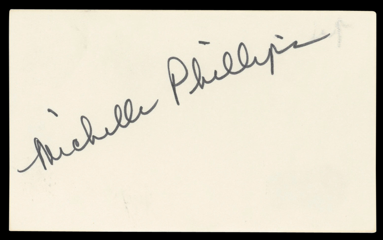 Michelle Phillips Knots Landing Authentic Signed 3x5 Index Card BAS #BL96509