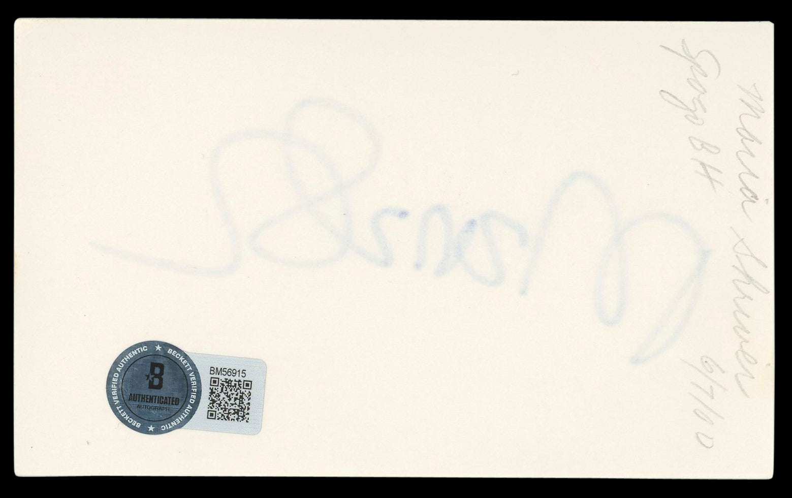 Maria Shriver Still Alice Authentic Signed 3x5 Index Card BAS #BM56915