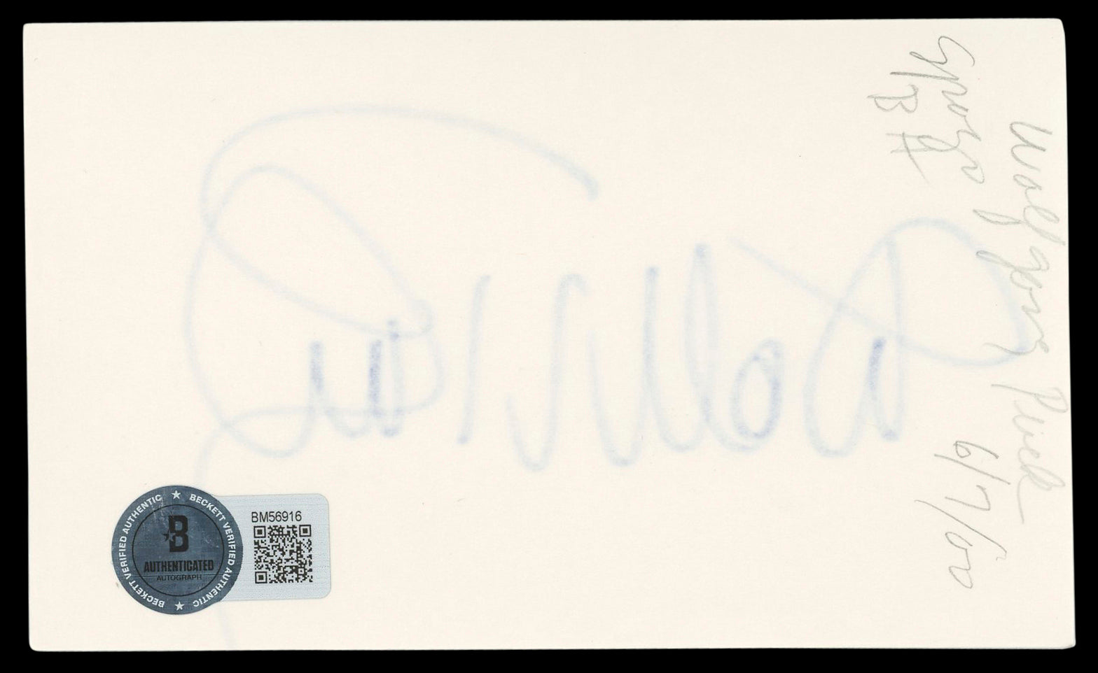 Wolfgang Puck Authentic Signed 3x5 Index Card Autographed BAS #BM56916